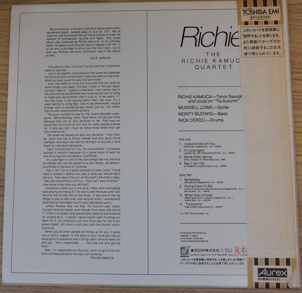 Release: Richard Kamuca: 1976-Vinyl-Japan-1977-ICJ-80244-24970564