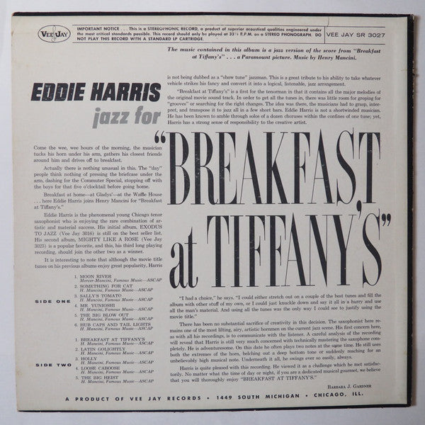 Master Release: Jazz For "Breakfast At Tiffany's" by Eddie Harris