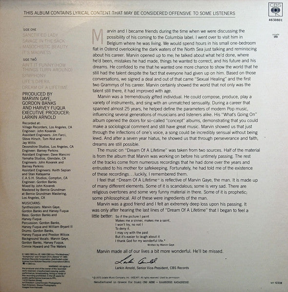 Release: Dream Of A Lifetime-Vinyl-Greece-None-4630801, CBS 4630801-29239069