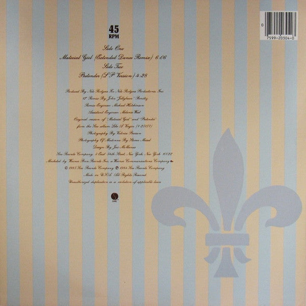 Release: Material Girl-Vinyl-US-1985-0-20304, 9 20304-0 A-11114620