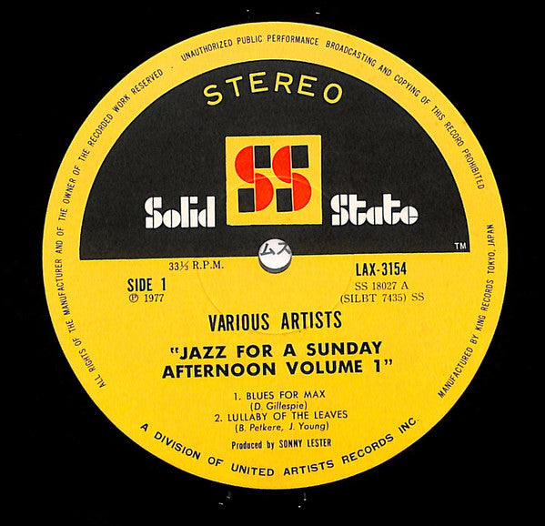 Jazz For A Sunday Afternoon Volume 1