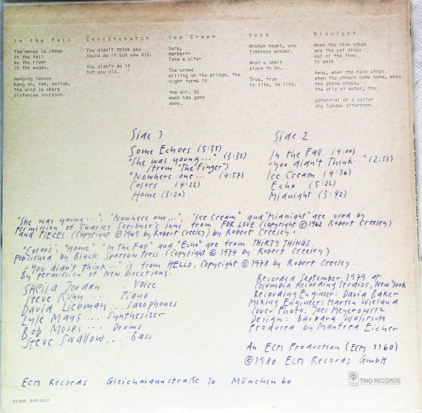 Release: Home · Music By Steve Swallow To Poems By Robert Creeley-Vinyl-Japan-1980-PAP-9237-12561456