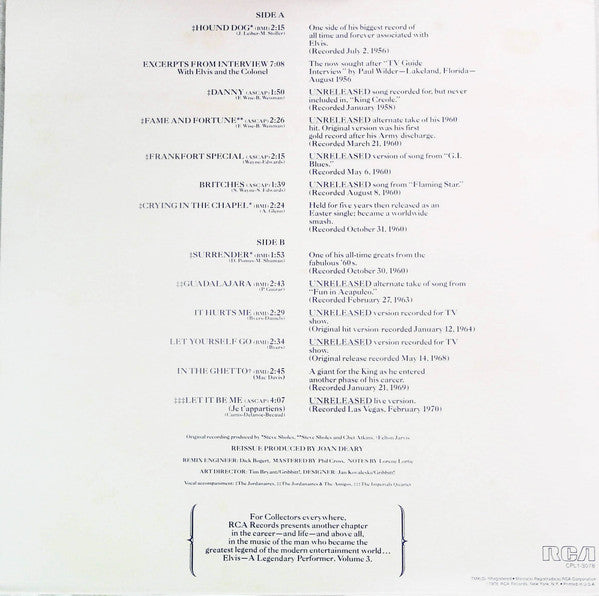Master Release: A Legendary Performer - Volume 3 by Elvis Presley