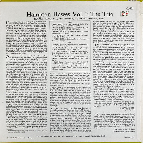 Hampton Hawes Trio, Vol. 1