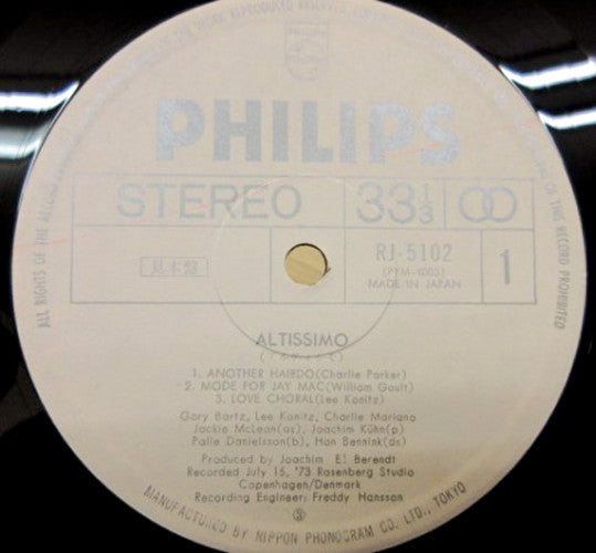 Release: Altissimo-Vinyl-Japan-1973-RJ-5102-16666467