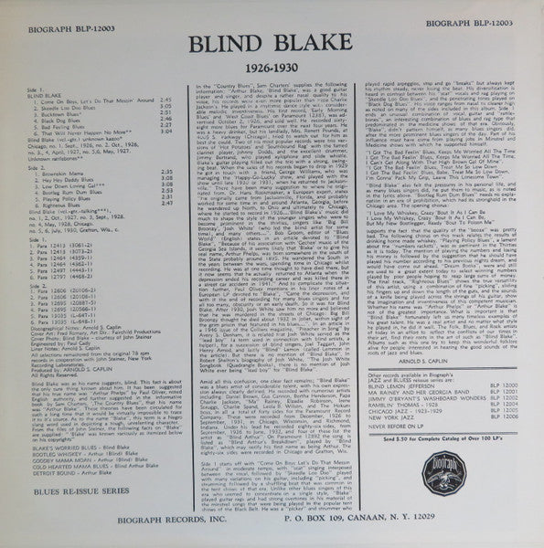Master Release: 1926-30 (Bootleg Rum Dum Blues) by Blind Blake