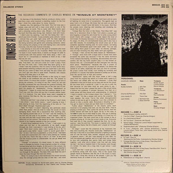 Release: Mingus At Monterey-Vinyl-US-None-JWS 001, JWS 002-14591982