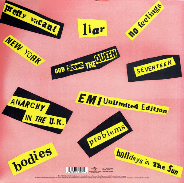 Release: Never Mind The Bollocks Here's The Sex Pistols-Vinyl-Europe-2014-SexPisLP77, 00602537795635-13043632