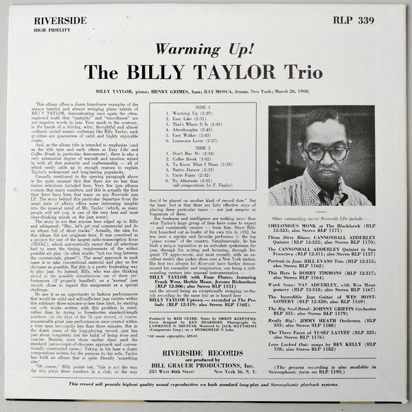 Master Release: Warming Up! by Billy Taylor Trio