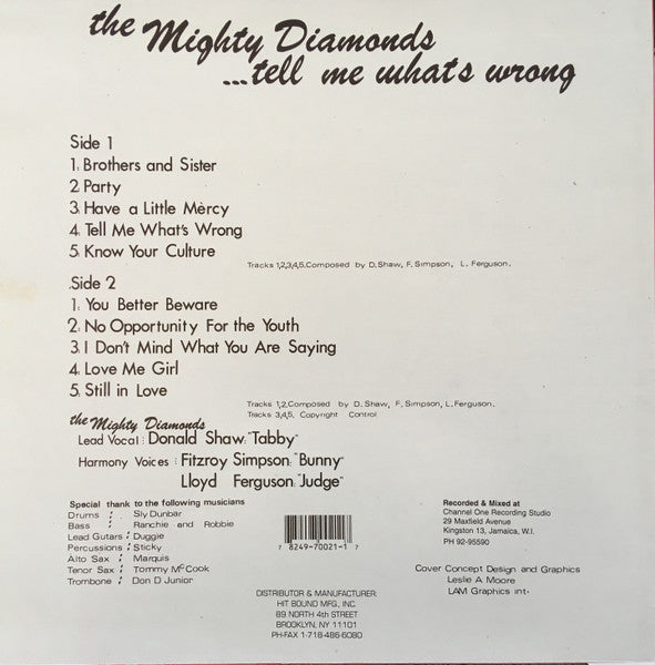Master Release: .... Tell Me What's Wrong by The Mighty Diamonds