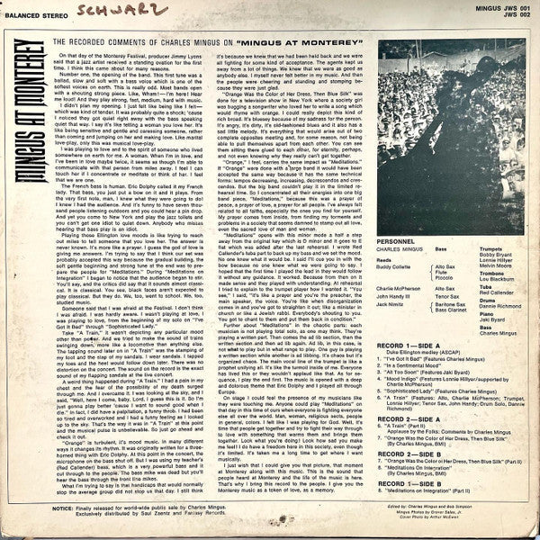 Release: Mingus At Monterey-Vinyl-US-None-JWS 001, JWS 002-11436725