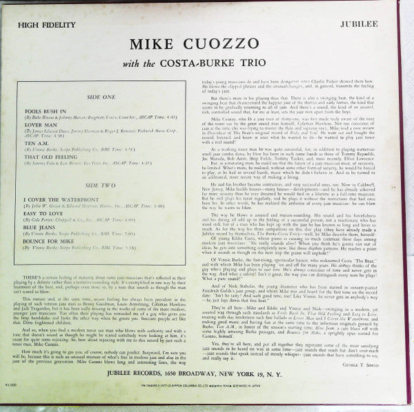 Mike Cuozzo With The Costa-Burke Trio