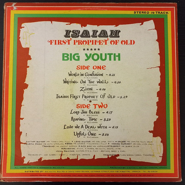 Master Release: Isaiah First Prophet Of Old by Big Youth