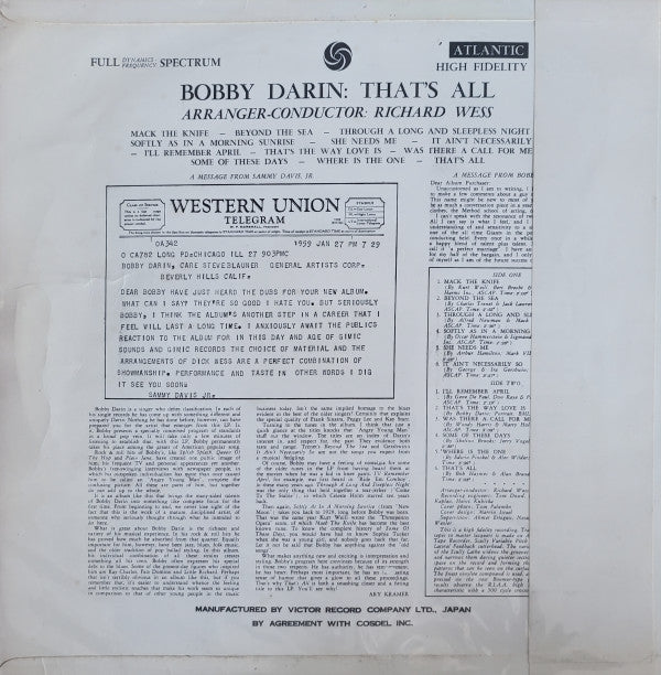 Master Release: That's All by Bobby Darin