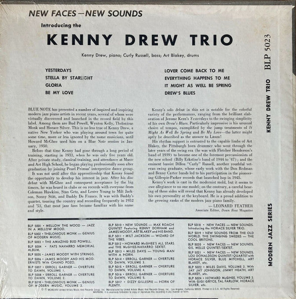 Release: New Faces – New Sounds, Introducing The Kenny Drew Trio-Vinyl-US-1975-BLP 5023-25031281