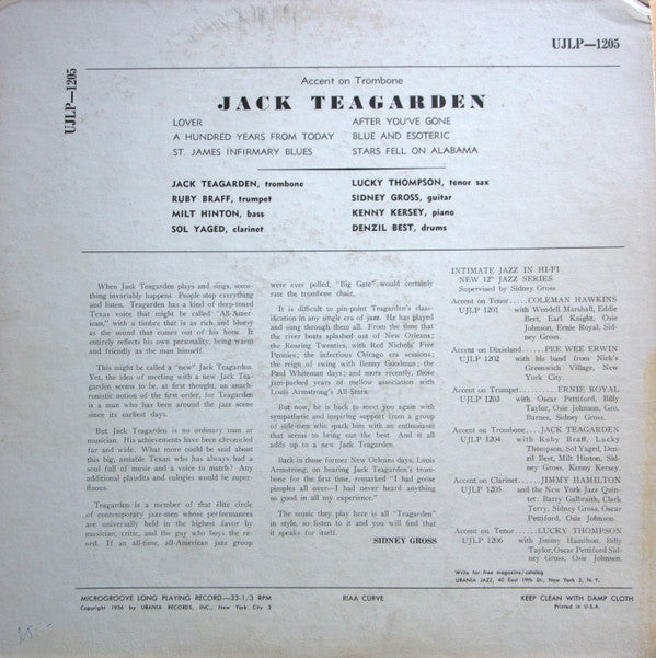 Master Release: Accent On Trombone by Jack Teagarden