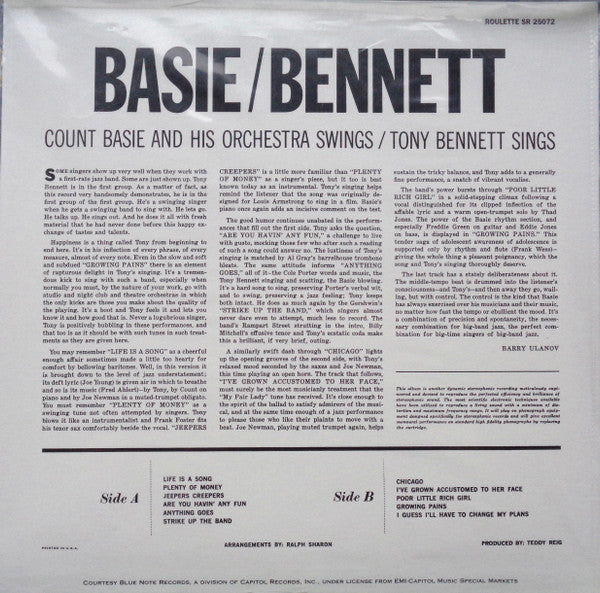 Release: Count Basie Swings / Tony Bennett Sings-Vinyl-US-2009-SR 25072, SR 25072-24920219