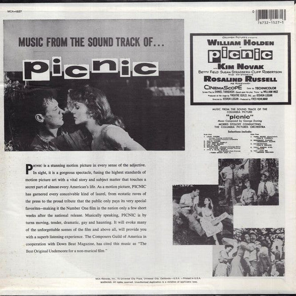 Release: Music From The Sound Track Of The Columbia Picture "Picnic"-Vinyl-US-None-MCA-1527-20647996