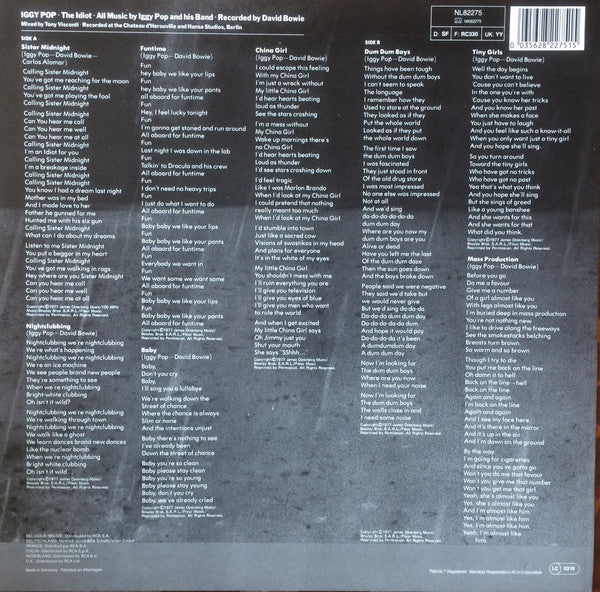 Release: The Idiot-Vinyl-Europe-None-NL 82275, NL 82275-23039720