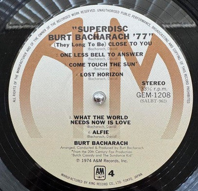 Superdisc Burt Bacharach '77