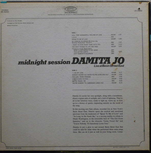 Master Release: Midnight Session - Live At Basin Street East by Damita Jo