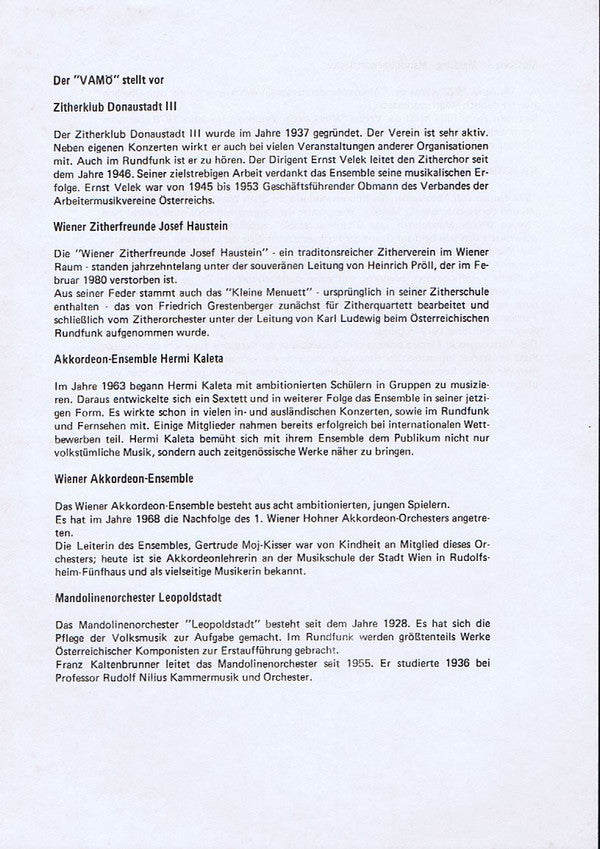 Wir Spielen Für Sie / VAMÖ