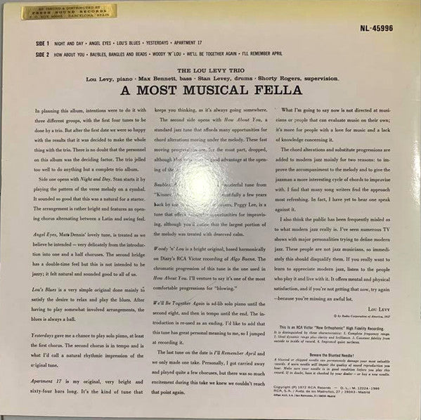 Release: A Most Musical Fella-Vinyl-Spain-1986-LPM 1491, NL-45996-11430116