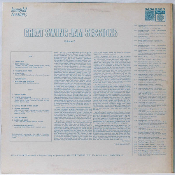 Release: Great Swing Jam Sessions Vol. 2-Vinyl-UK-1974-SAGA 6927-14402247