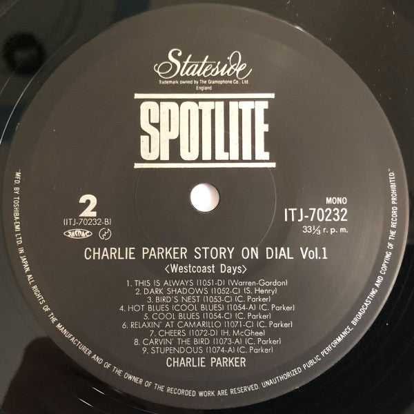 Charlie Parker Story On Dial Volume 1: Westcoast Days