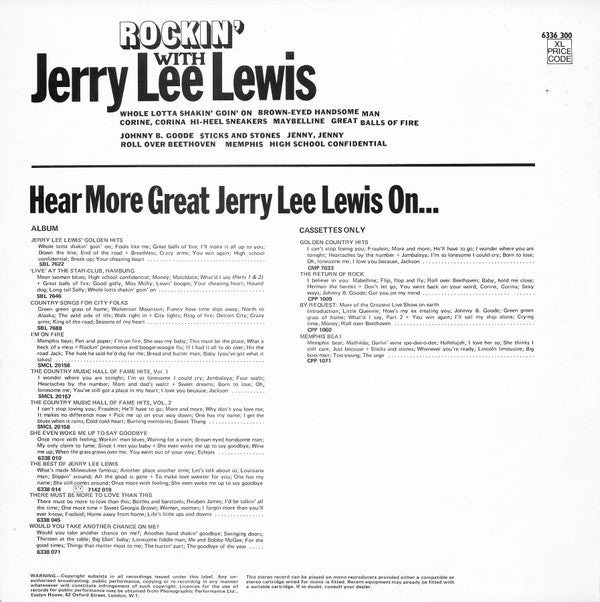 Release: Rockin' With Jerry Lee Lewis-Vinyl-UK-1972-6336 300-13442401