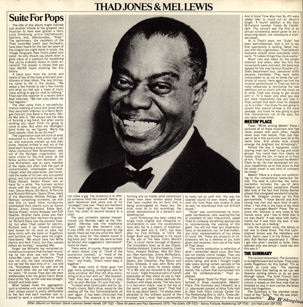 Master Release: Suite For Pops by Thad Jones & Mel Lewis