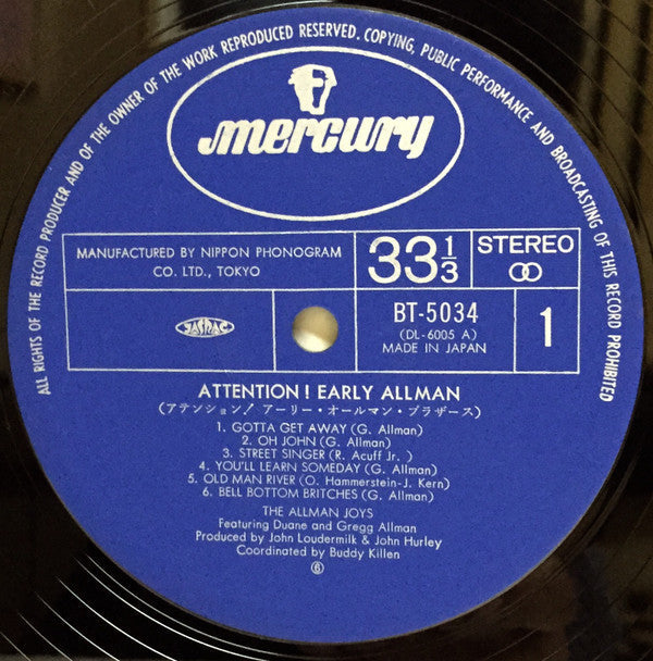 Release: Early Allman (Featuring Duane And Gregg Allman)-Vinyl-Japan-1975-BT-5034-8604610