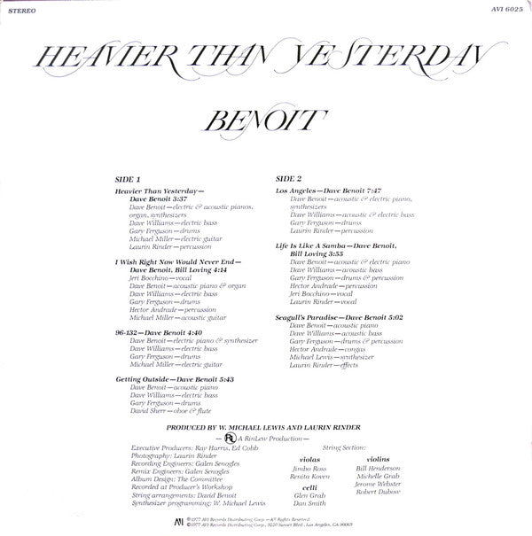 Master Release: Heavier Than Yesterday by David Benoit