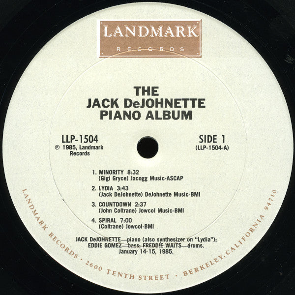 Release: The Jack DeJohnette Piano Album-Vinyl-US-1985-LLP-1504-2620464