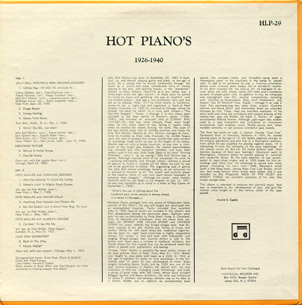 Hot Pianos 1926-1940