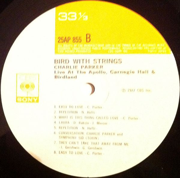 Master Release: Bird With Strings (Live At The Apollo, Carnegie Hall & Birdland) by Charlie Parker