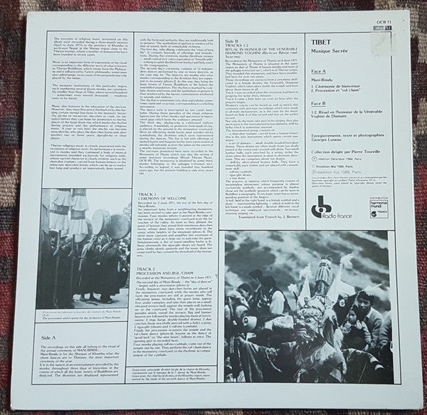 Release: Musique Sacrée Tibétaine-Vinyl-France-1983-OCR 71-2095273