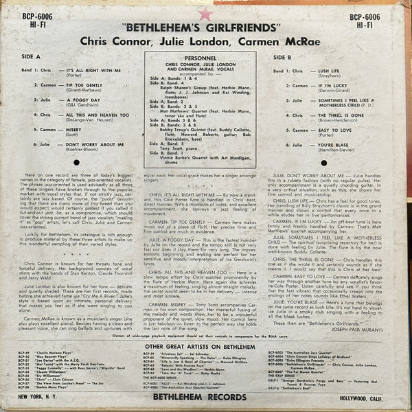 Release: Bethlehem's Girl Friends-Vinyl-US-1957-BCP-6006, BCP 6006-3063081