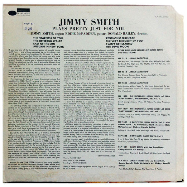 Release: Plays Pretty Just For You-Vinyl-US-1973-BST 81563-3393745