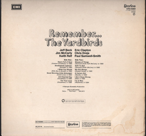 Release: Remember... The Yardbirds-Vinyl-UK-1981-SRS 5069, 1E 048 ○ 92362-8866887