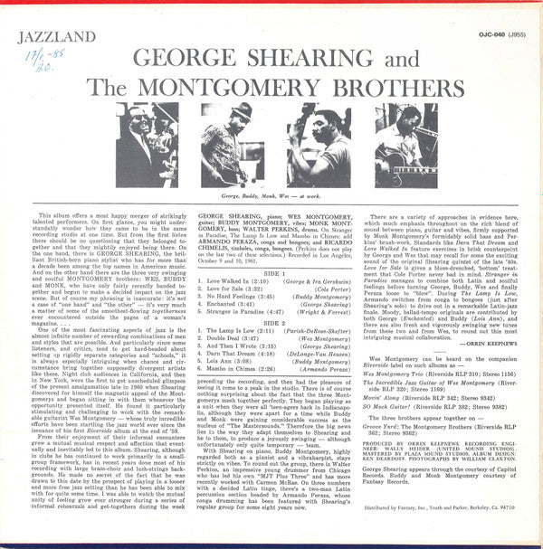 Release: George Shearing And The Montgomery Brothers-Vinyl-US-1982-OJC-040, OJC-040, J-955, 955, J955-1659244