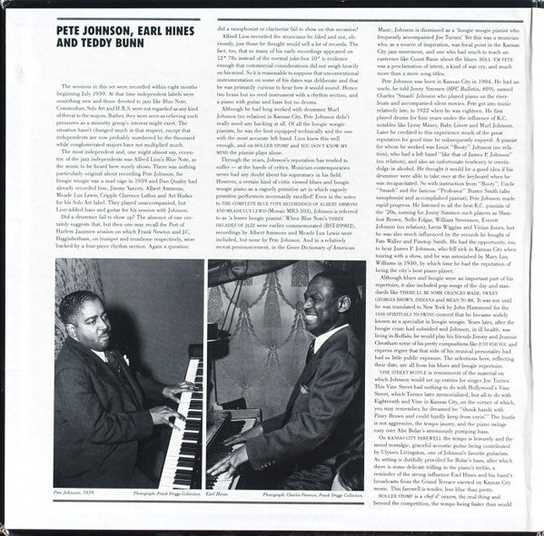 The Pete Johnson / Earl Hines / Teddy Bunn Blue Note Sessions