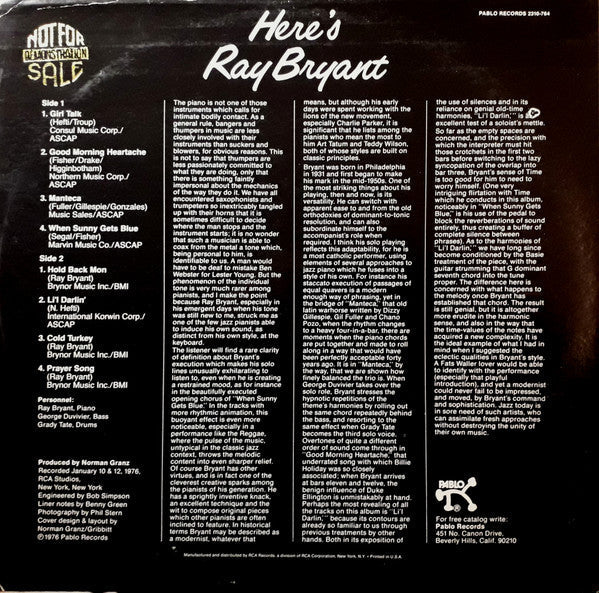 Release: Here's Ray Bryant-Vinyl-US-1976-2310-764-3857128