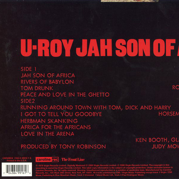 Release: Jah Son Of Africa-Vinyl-US-2000-CAR49916, CAR49916-8012482