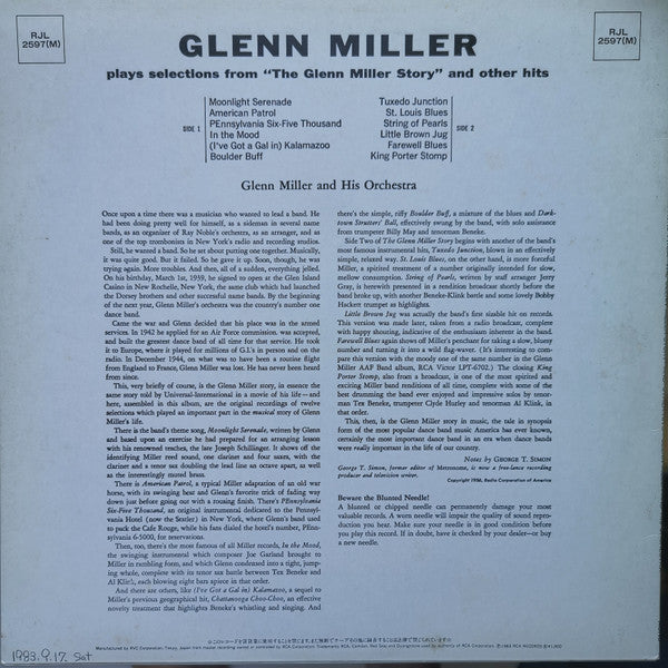 Glenn Miller Plays Selections From "The Glenn Miller Story" And Other Hits
