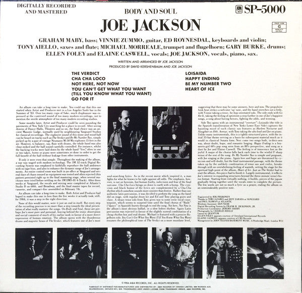 Release: Body And Soul-Vinyl-Canada-1984-SP-5000-1812027