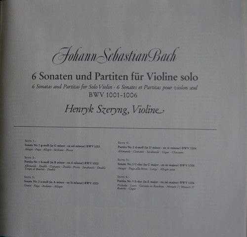 6 Sonaten Und Partiten Für Violine Solo BWV 1001-1006