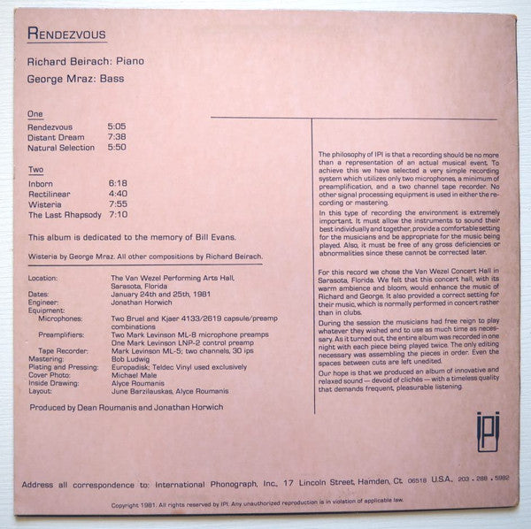 Release: Rendezvous-Vinyl-US-1981-iPi 1001-4490051