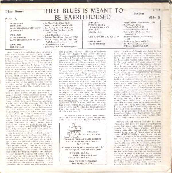 Release: These Blues Is Meant To Be Barrelhoused-Vinyl-US-1970-BG-2003-3174523