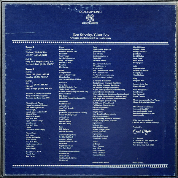 Release: Giant Box-Vinyl, Box Set-US-1973-CTSQX 6031/32, CTSQ 6031, CTSQ 6032-7007635